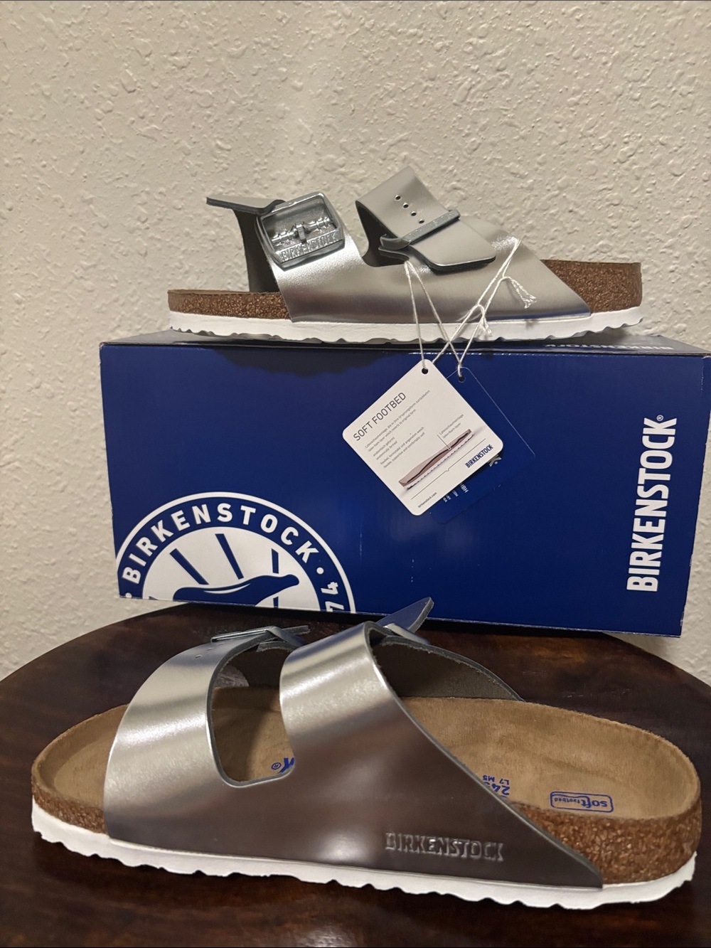 Birkenstock Arizona Soft Footbed Sandals - Silver